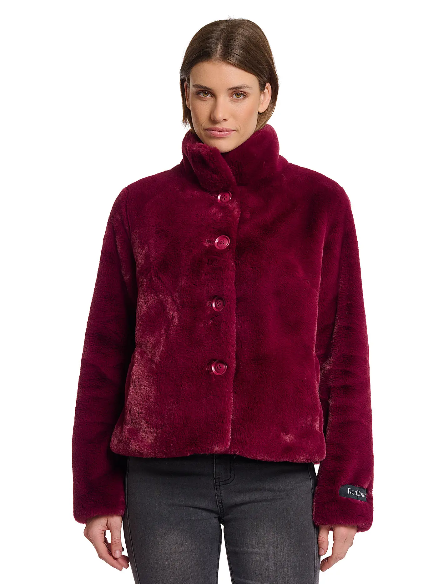 RINO&PELLE | Jacke in Felloptik VIE | dunkelrot